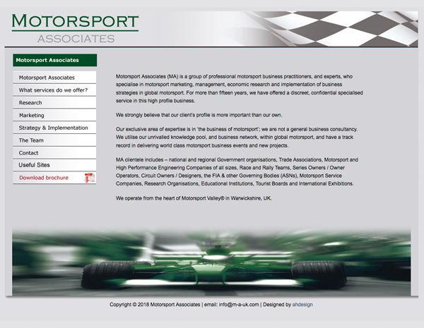 Motorsport Associates (MA) website - please click to see full site